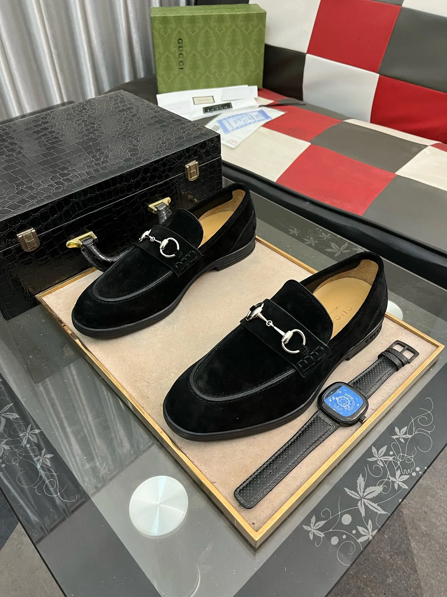 Men's shoes 💰540⌚️⌚️【GUCCi】Original frosted calfskin, water-dyed cowhide lining, original outsole, men's and women's fashion, formal casual leather shoes, slip-on men's and women's shoes series, young fashion, European and American trends, British style, casual matching, comfortable feet, standard code: men's code 38-444️⃣colors available